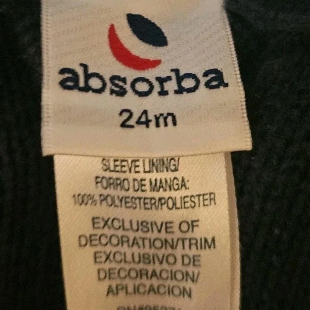 Vintage Absorba Navy Snowflake Sweater Zipper Hooded Kids 2T